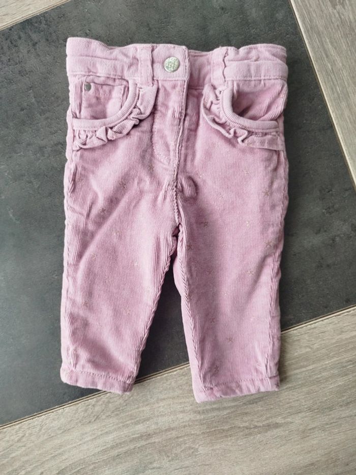 Pantalon rose en velours bébé fille 3 mois