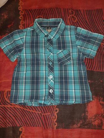 Jolie Chemisette bleue à carreaux 12mois