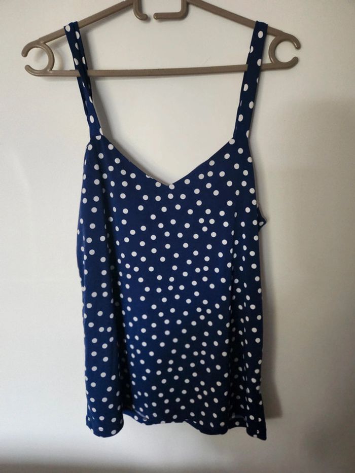 Débardeur tee-shirt Formul taille 38 comme neuf bleu marine a pois blanc - photo numéro 2