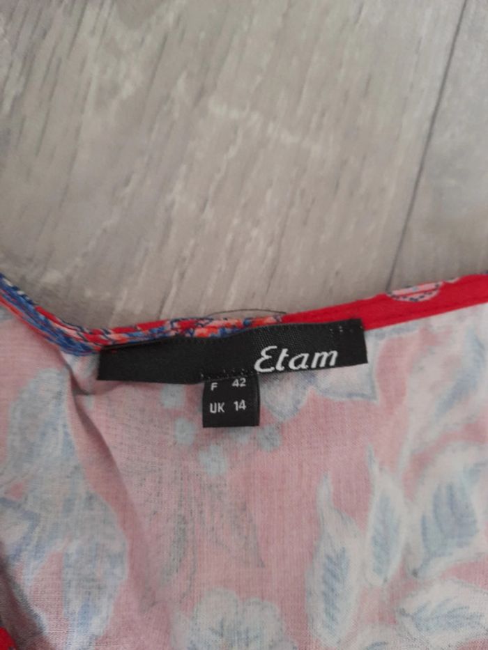 Chemisier blouse rouge fleurie - photo numéro 4