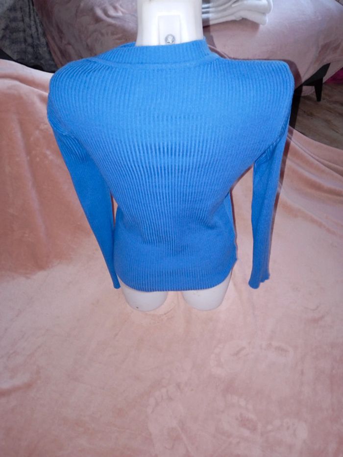 Pull long asymétrique couleur bleu taille M - photo numéro 2