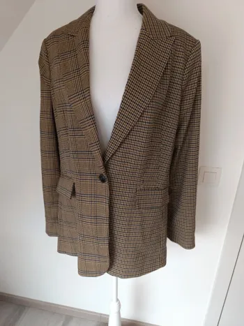 Blazer long à carreaux pied-de-poule – C&A – Taille 42