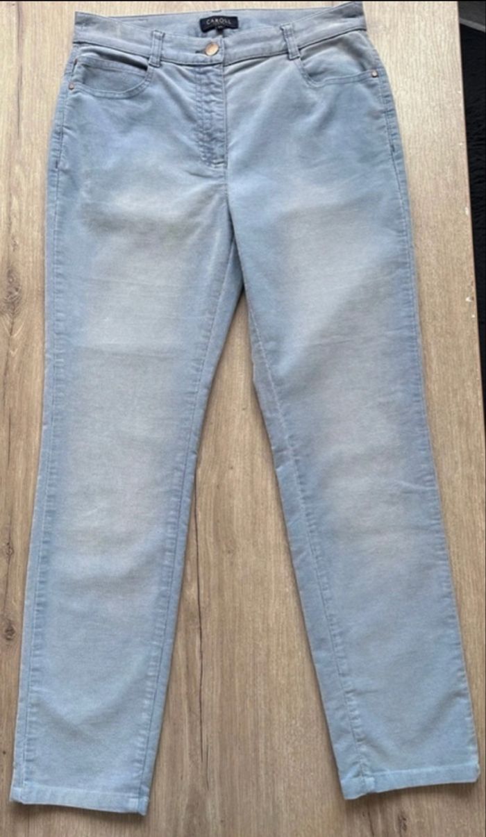 Pantalon Caroll velours côtelé taille 36 bleu ciel - photo numéro 5