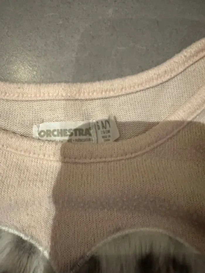 Pull / Sweat - Orchestra - Coeur / Aspect panthère à poils doux - Rose - 6 ans - Bon état - photo numéro 2