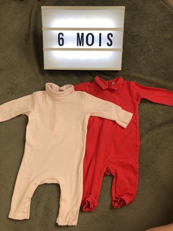 Lot 2 combinaisons sans pieds 6 mois