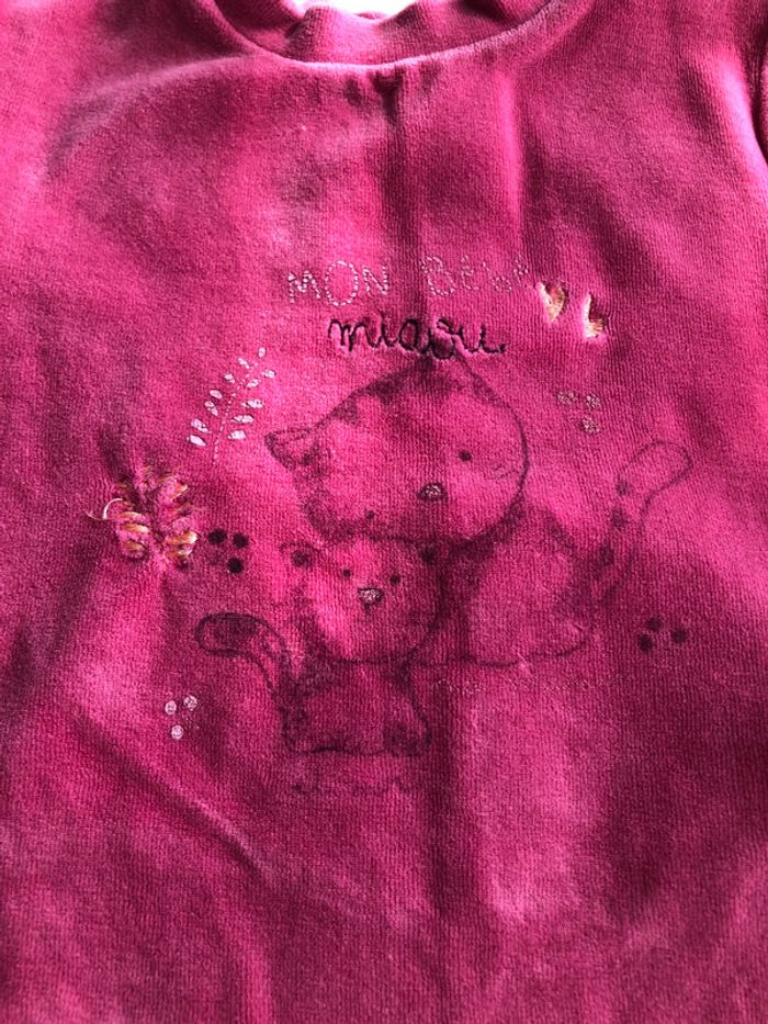 Pyjama velours rose chats Absorba 18m - photo numéro 2