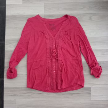 Chemisier femme à manches 3/4 fushia Tex taille M