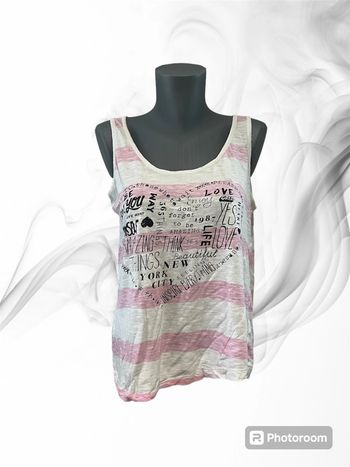 Débardeur rose et blanc - Mango - Taille S