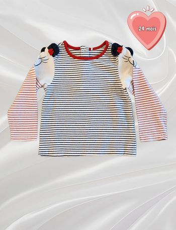 T-shirt haut manches longues Minnie fille 24 mois