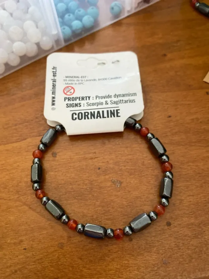 Bracelet hématite et cornalines pierres minéraux - photo numéro 2