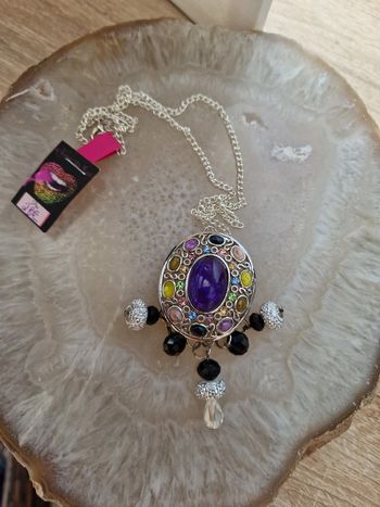Collier Vintage Baroque Pierres Multicolore Perles Cristal
