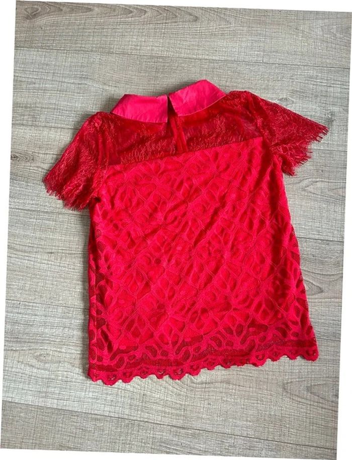 Haut rouge en dentelle à manches courtes Morgan taille S jamais porté - photo numéro 12