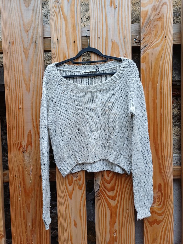 Joli pull court en laine blanc Stradivarius taille M - photo numéro 2