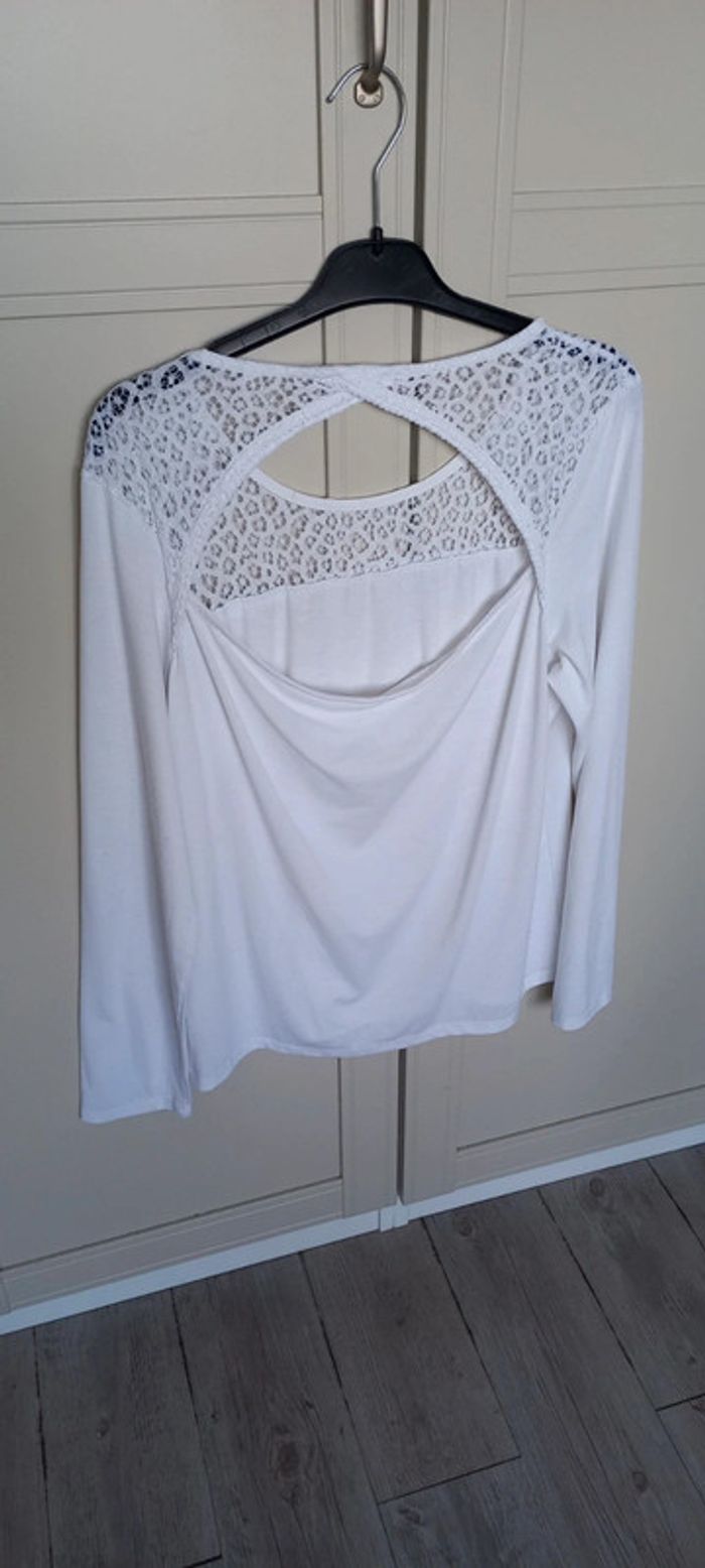 Tee shirt blanc manches longues femme - photo numéro 2