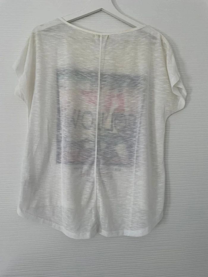Haut t-shirt blanc et coloré à motifs manches courtes col rond transparent - photo numéro 4