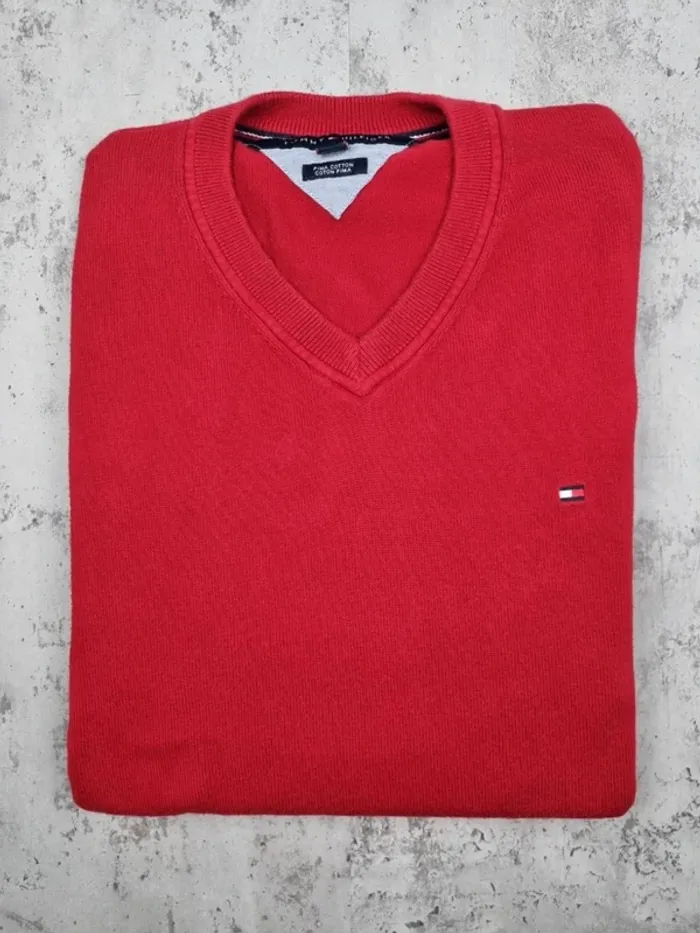 Pull col V Tommy Hilfiger rouge, S Hommes - photo numéro 2