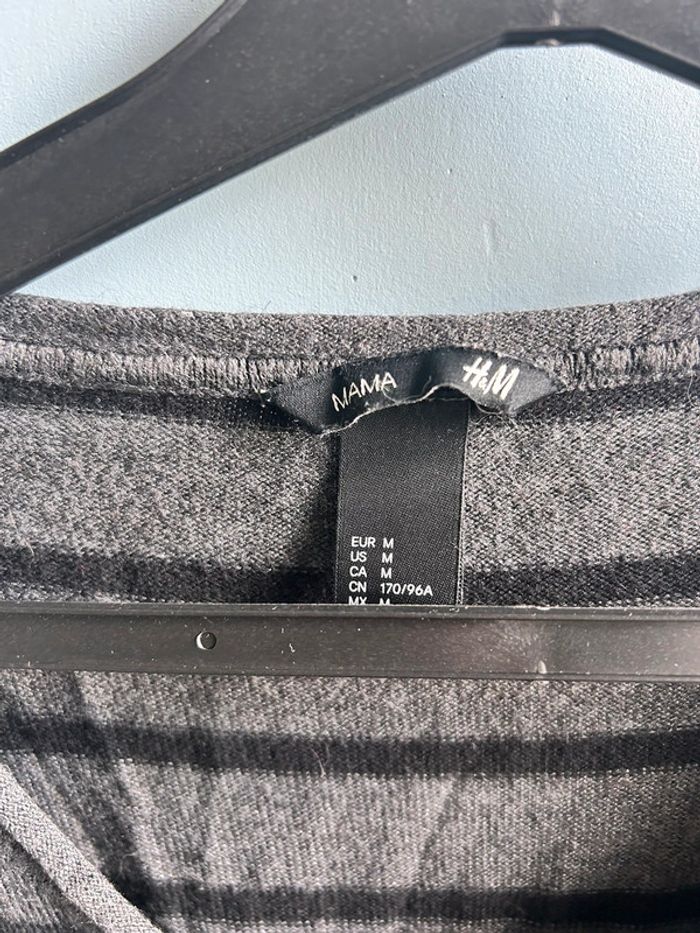 Pull fin tunique, de grossesse,gris à rayures - photo numéro 2