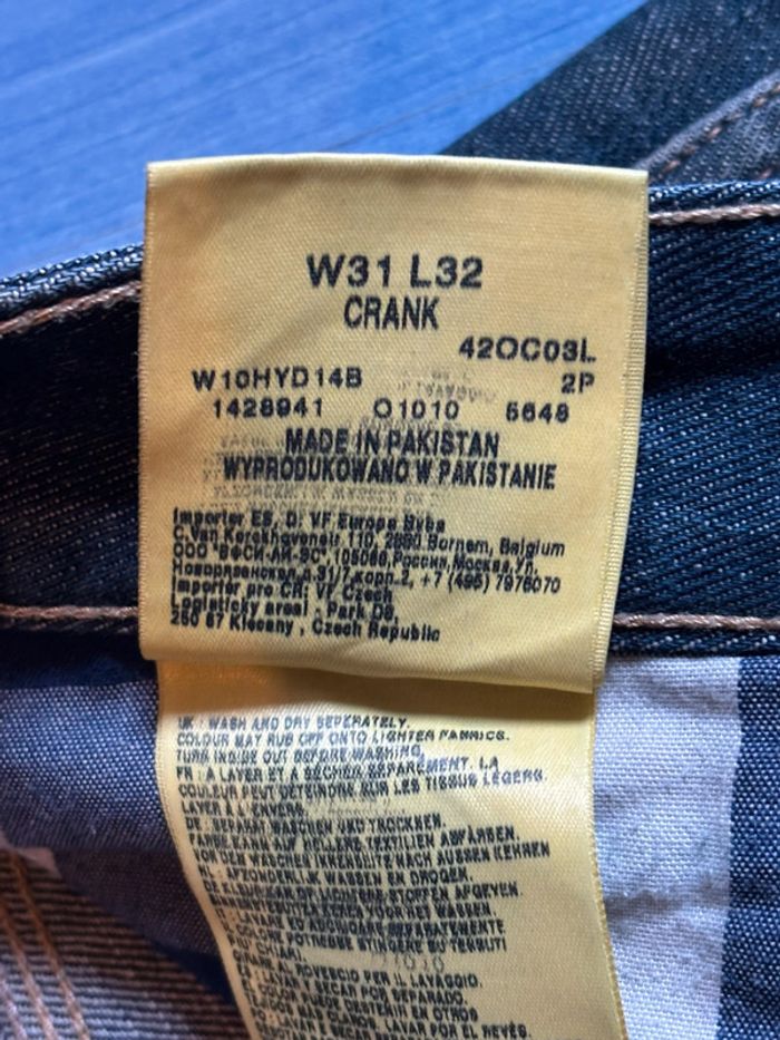 Jean brut blanchi Wrangler W31 L32 crank - photo numéro 5