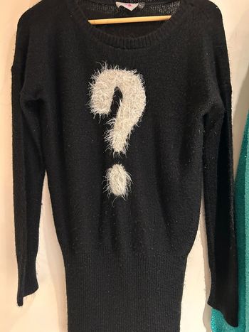 Pull grossesse noir long motif point d’interrogation – Taille 34/36