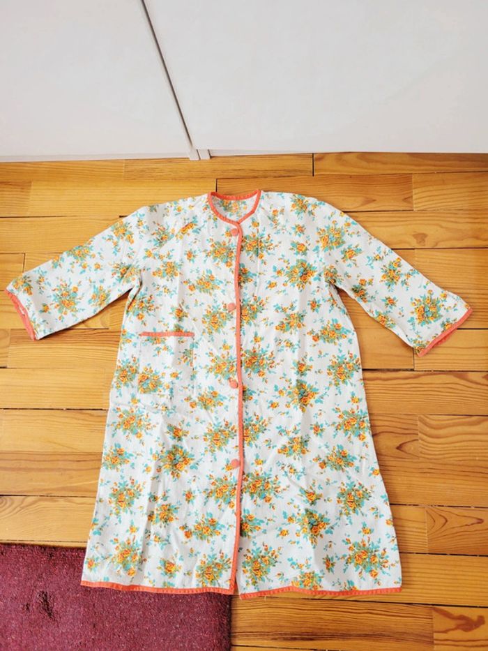 Vintage, robe de plage enfant blanc orange fleurs, années 60's