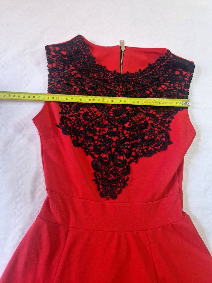 Robe femme mi longue , rouge et noire , robe de soirée , taille S - photo numéro 6