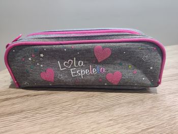 Trousse école crayon Lola Espeleta rose et grise