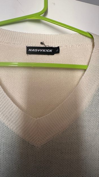 pull debardeur / sweater vest ecru motif vert style vintage 