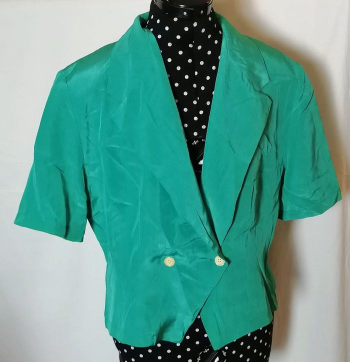 Chemisette vintage vert satin taille 46 Gérard Darel - photo numéro 2