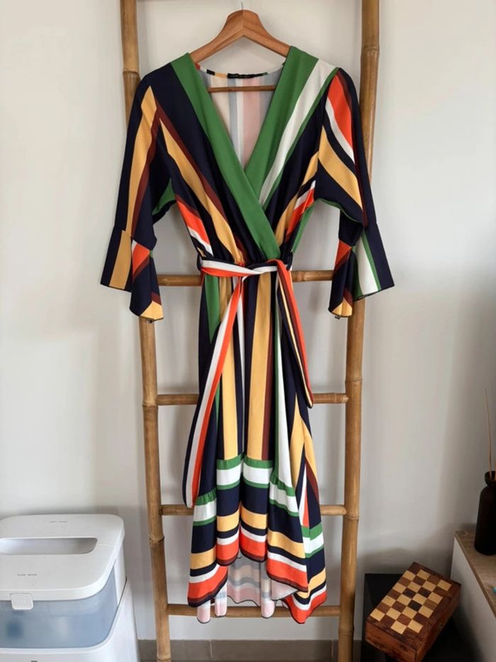 Robe colorée verte orange jaune - Made in Italy taille M - photo numéro 5