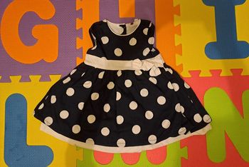 Robe noir pois blanc, grain de blé, taille 6 mois (68 cm)