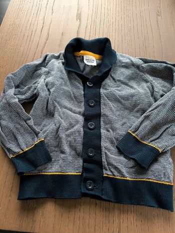 Gilet boutonné fines rayures marines