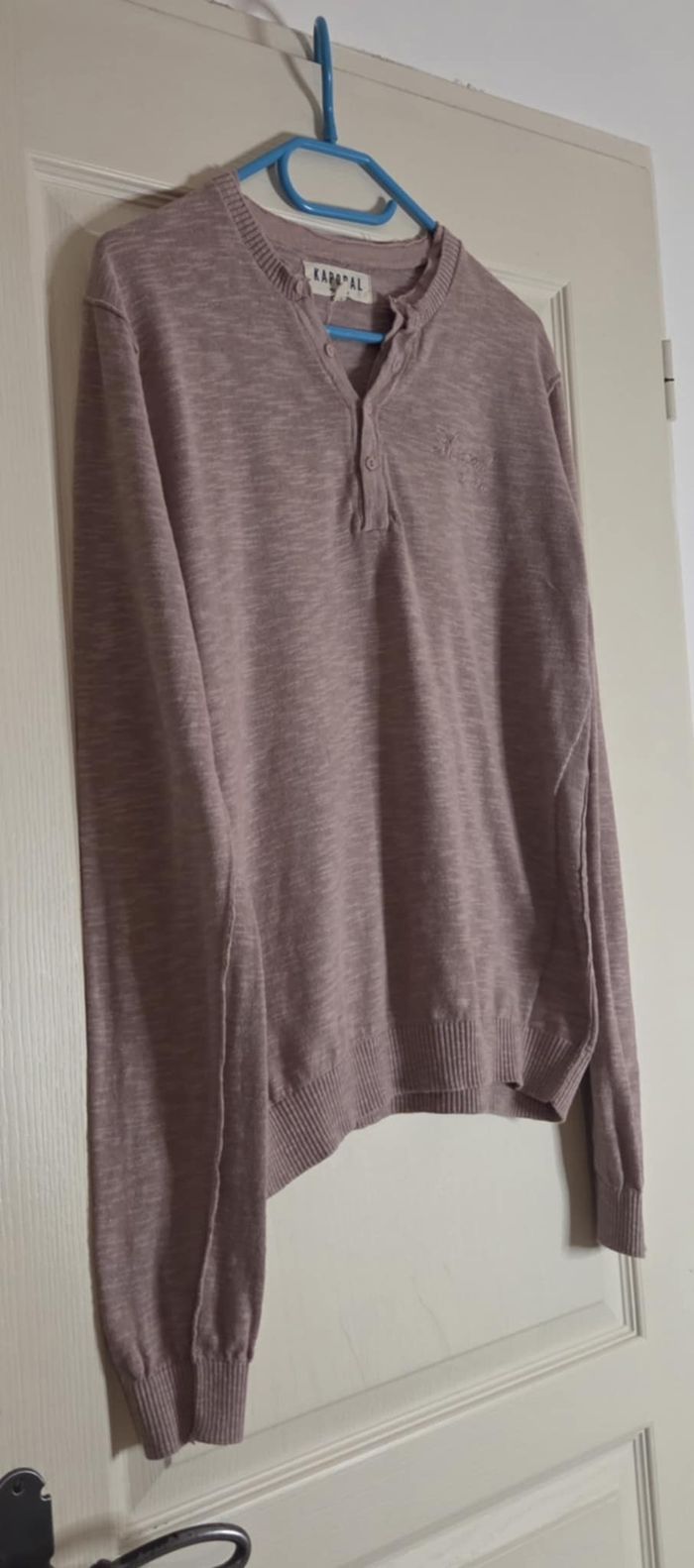 Pull homme Kaporal rose chiné – coton & lin – taille M - photo numéro 10