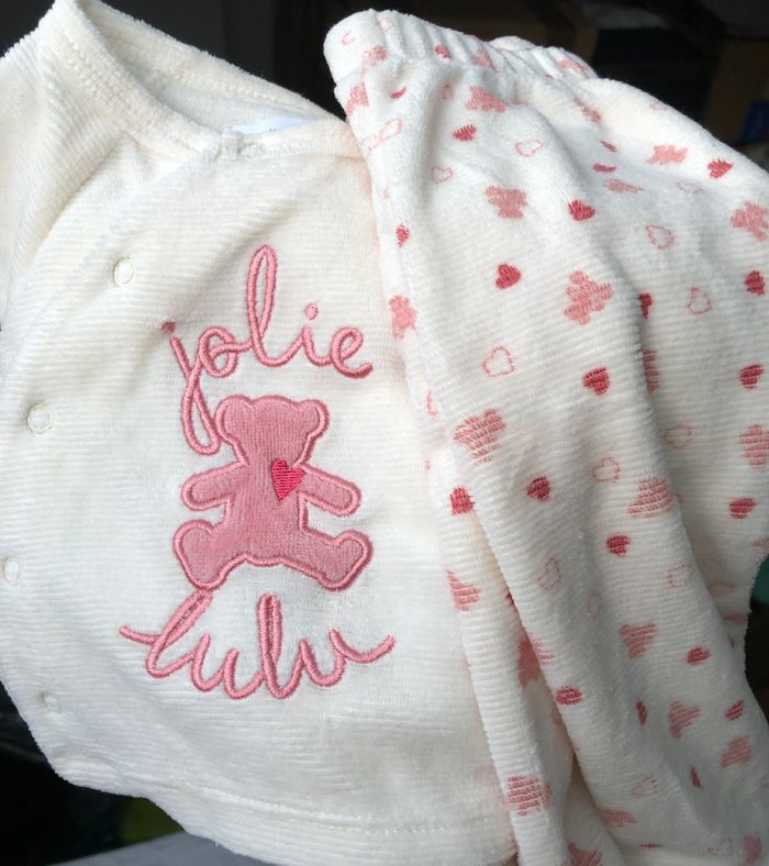Pyjama 2 pièces en velours Lulu Castagnette 1 mois - photo numéro 2