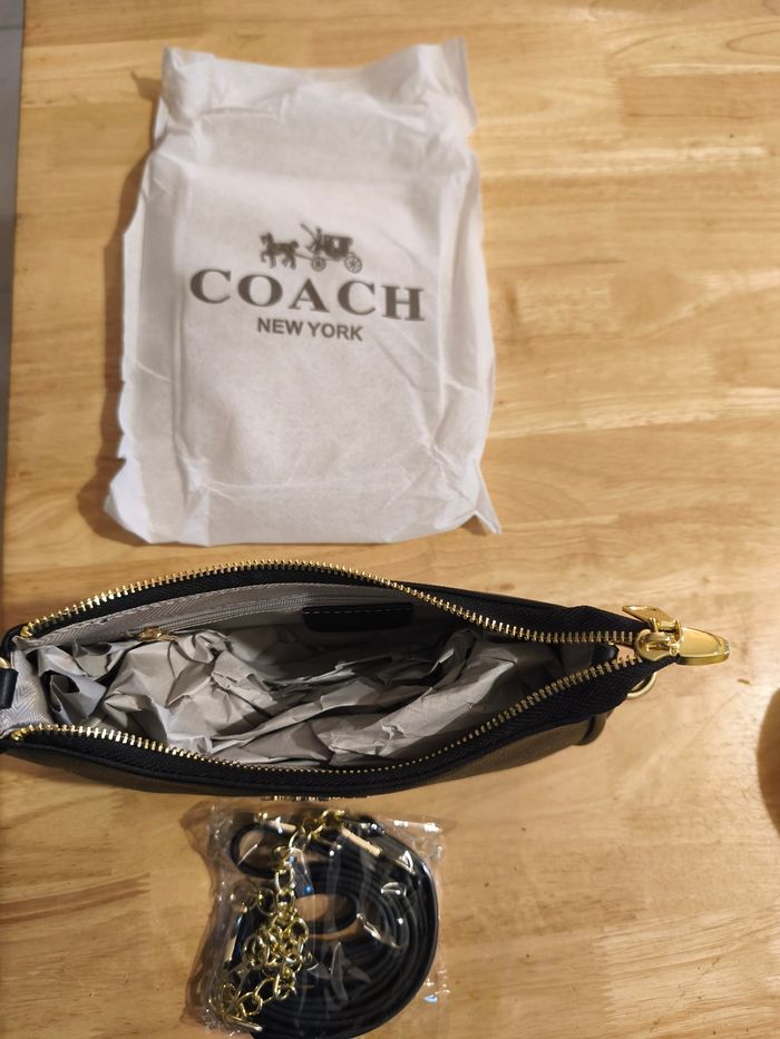 Sac Coach Signature Marron Noir Neuf – Bandoulière Cuir & Logo Doré - photo numéro 5