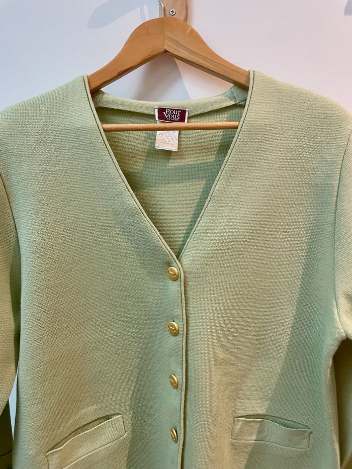 Gilet cardigan vert pastel coton acrylique Daxon taille 44 - photo numéro 3