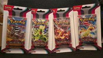 Pokémon Artset de 4 Boosters EV3 Flammes Obsidiennes sous Blisters Cartonnés