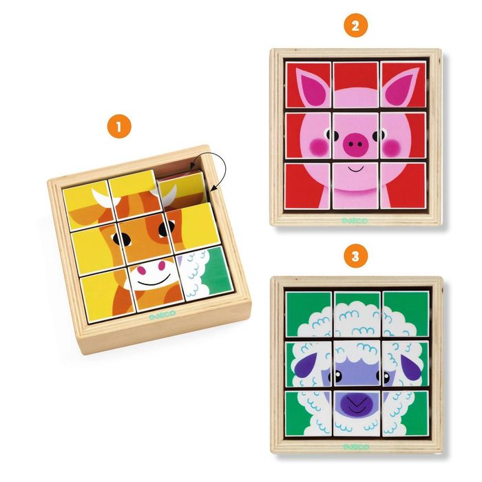 PUZZLES 9 cubes en bois : Animoroll - Djeco NEUF - photo numéro 2