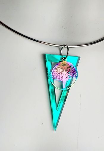 Collier effet miroir arbre de vie crochets hypoallergénique plaqué argent 