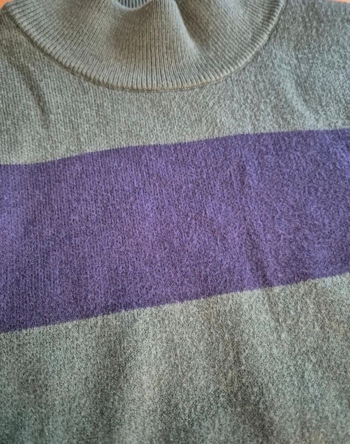 Pull rayer bleu et vert - photo numéro 3