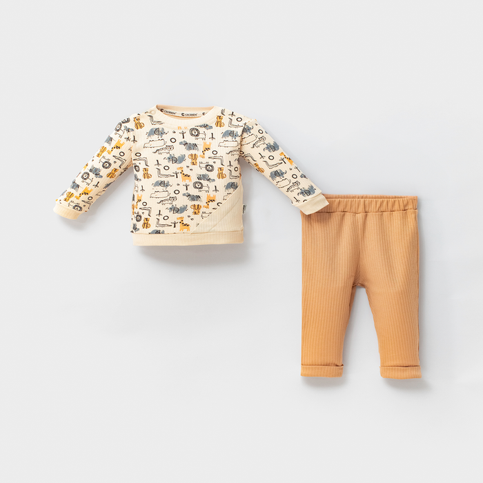 Ensemble Bébé Mixte 6–9 Mois Safari – Tenue Adorable Coton Côtelé Sable & Terracotta - photo numéro 6