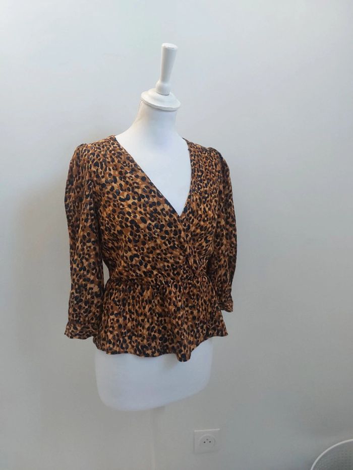 Top peplum léger et fluide imprimé léopard taille xs 34 - photo numéro 3