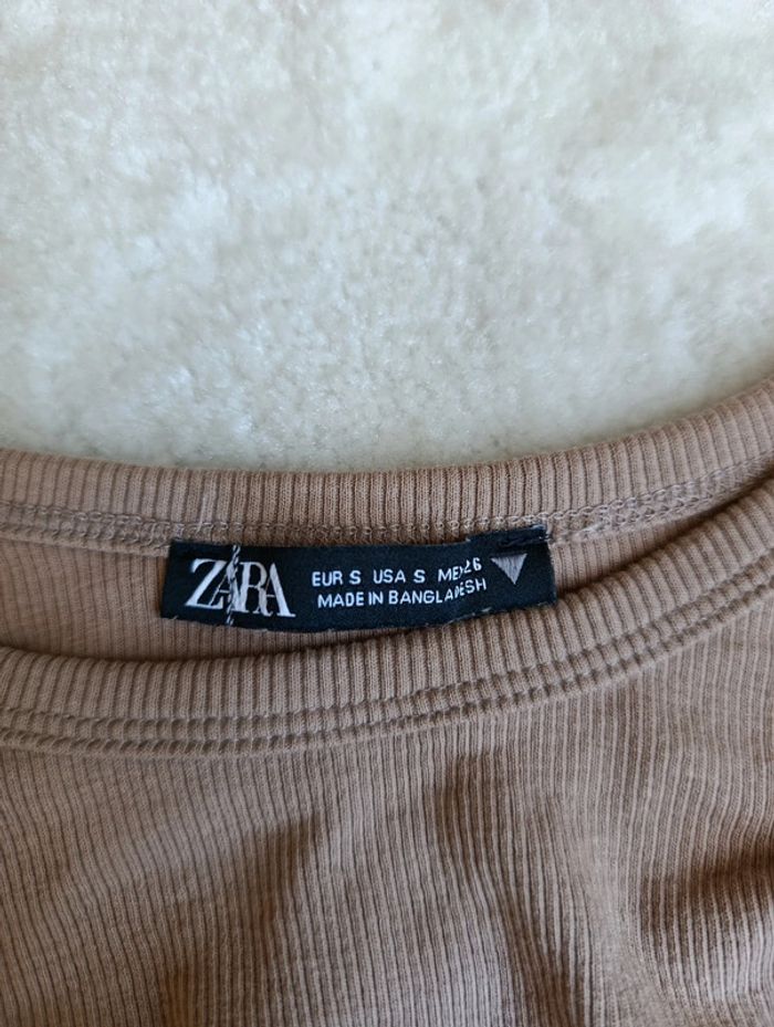 Croc top été Zara S beige froncé sur les côtes - photo numéro 6