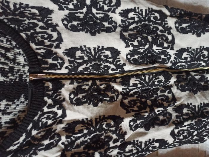 Veste Pull Gilet Zippé Femme Noir et Crème Femme Taille S - photo numéro 2