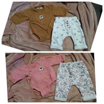 Deux ensembles fille 1 mois Gémo