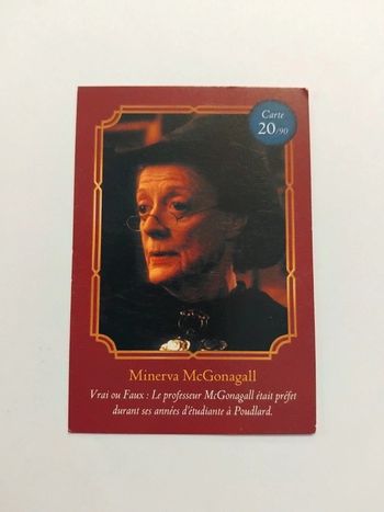 🃏 Carte Harry Potter (Auchan) - Wizarding World - Minerva McGonagall 20/90