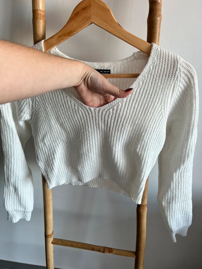Pull maille court blanc - photo numéro 3