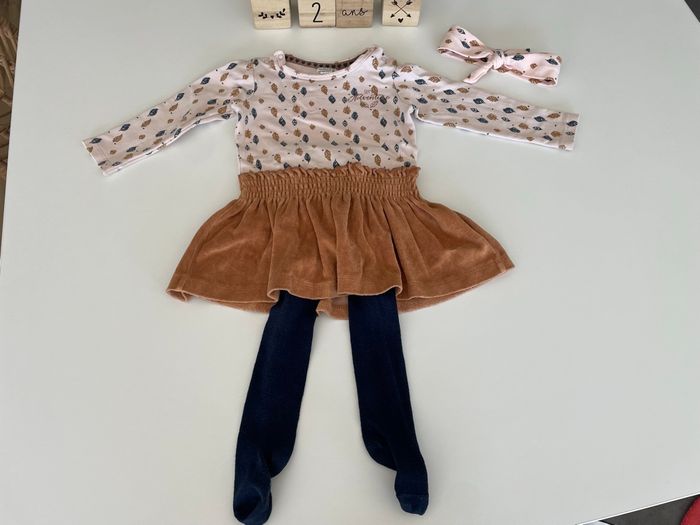 Ensemble robe + bandeau + collants 24 mois