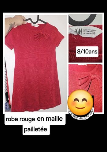 Robe /pull long 8 /10 ans fille hm rouge