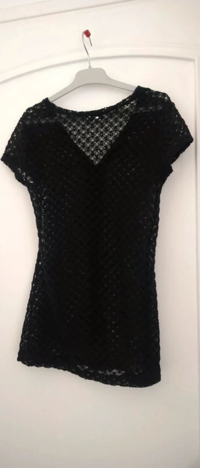 Haut noir ajouré en crochet vintage femme jennyfer 36 - photo numéro 4