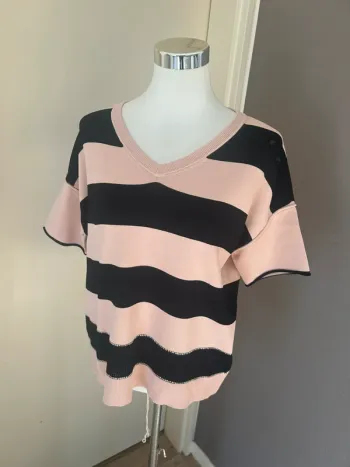 Lui Jo maille pull rayé rose et noir taille L/40